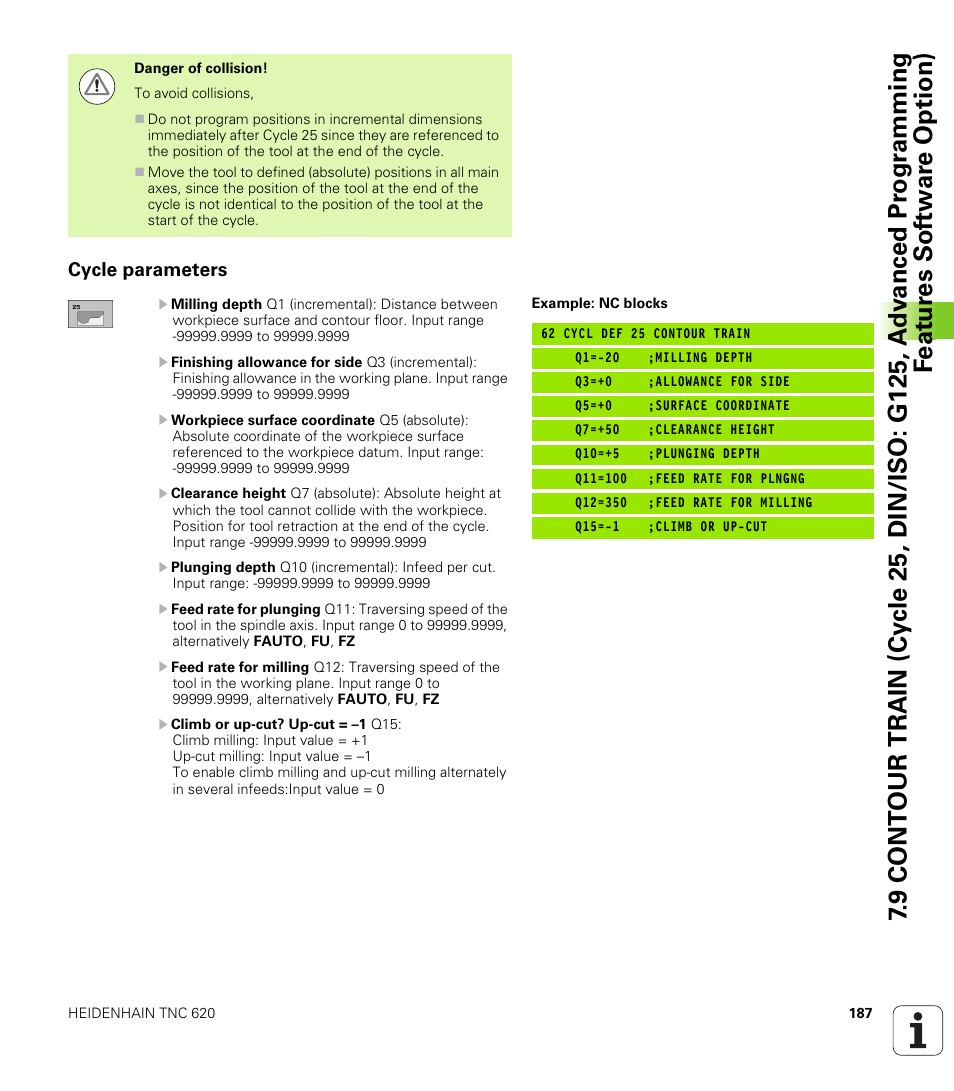 Cycle parameters | HEIDENHAIN TNC 620 (340 56x-02) Cycle programming User Manual | Page 187 / 437