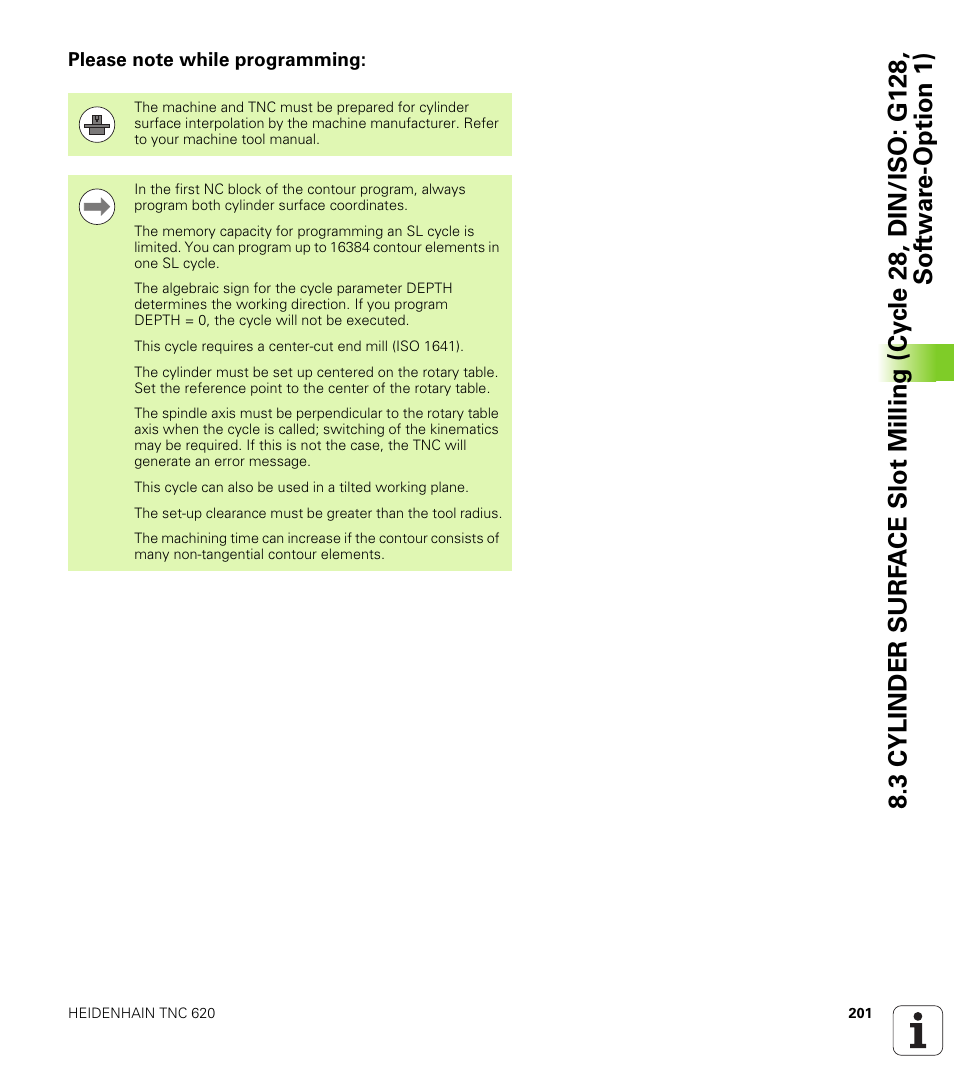 Please note while programming | HEIDENHAIN TNC 620 (340 56x-02) Cycle programming User Manual | Page 201 / 437