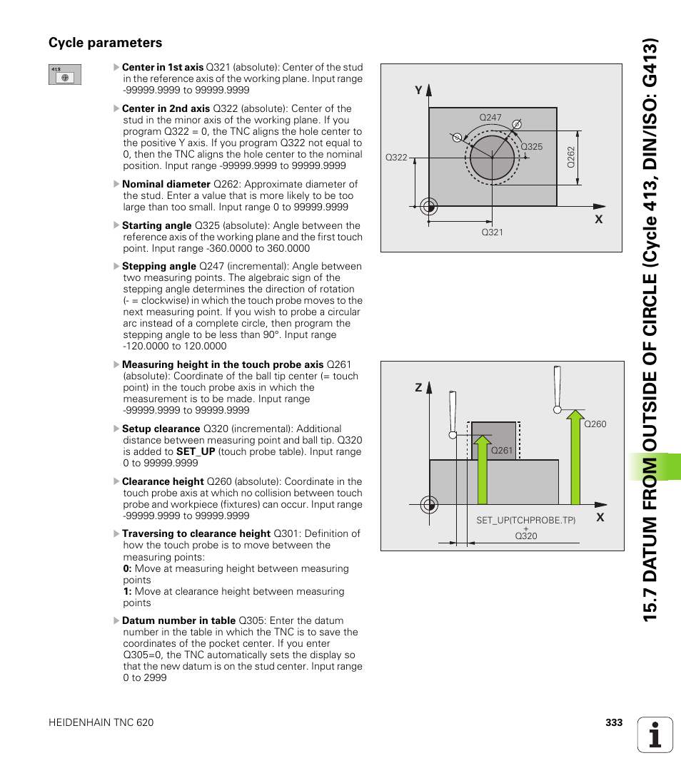 Cycle parameters | HEIDENHAIN TNC 620 (340 56x-02) Cycle programming User Manual | Page 333 / 437