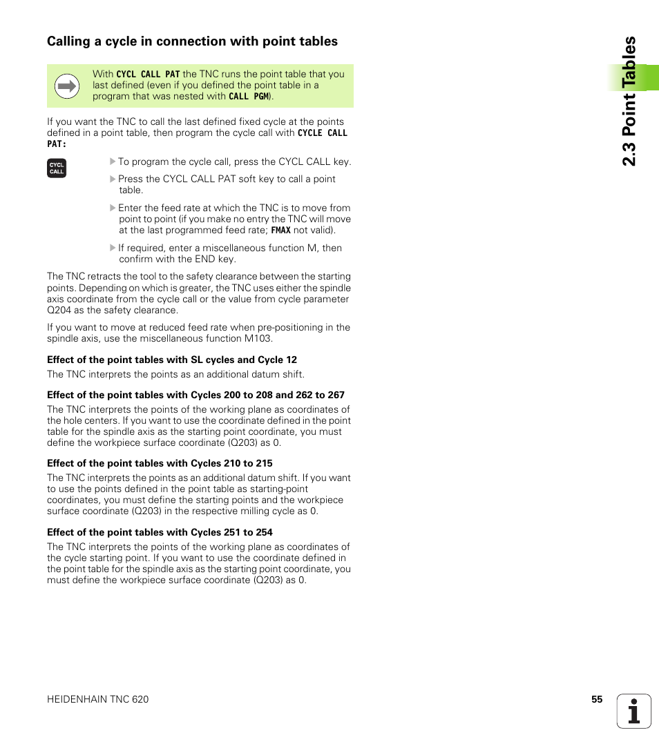 Calling a cycle in connection with point tables, 3 p o int t a bles | HEIDENHAIN TNC 620 (340 56x-02) Cycle programming User Manual | Page 55 / 437