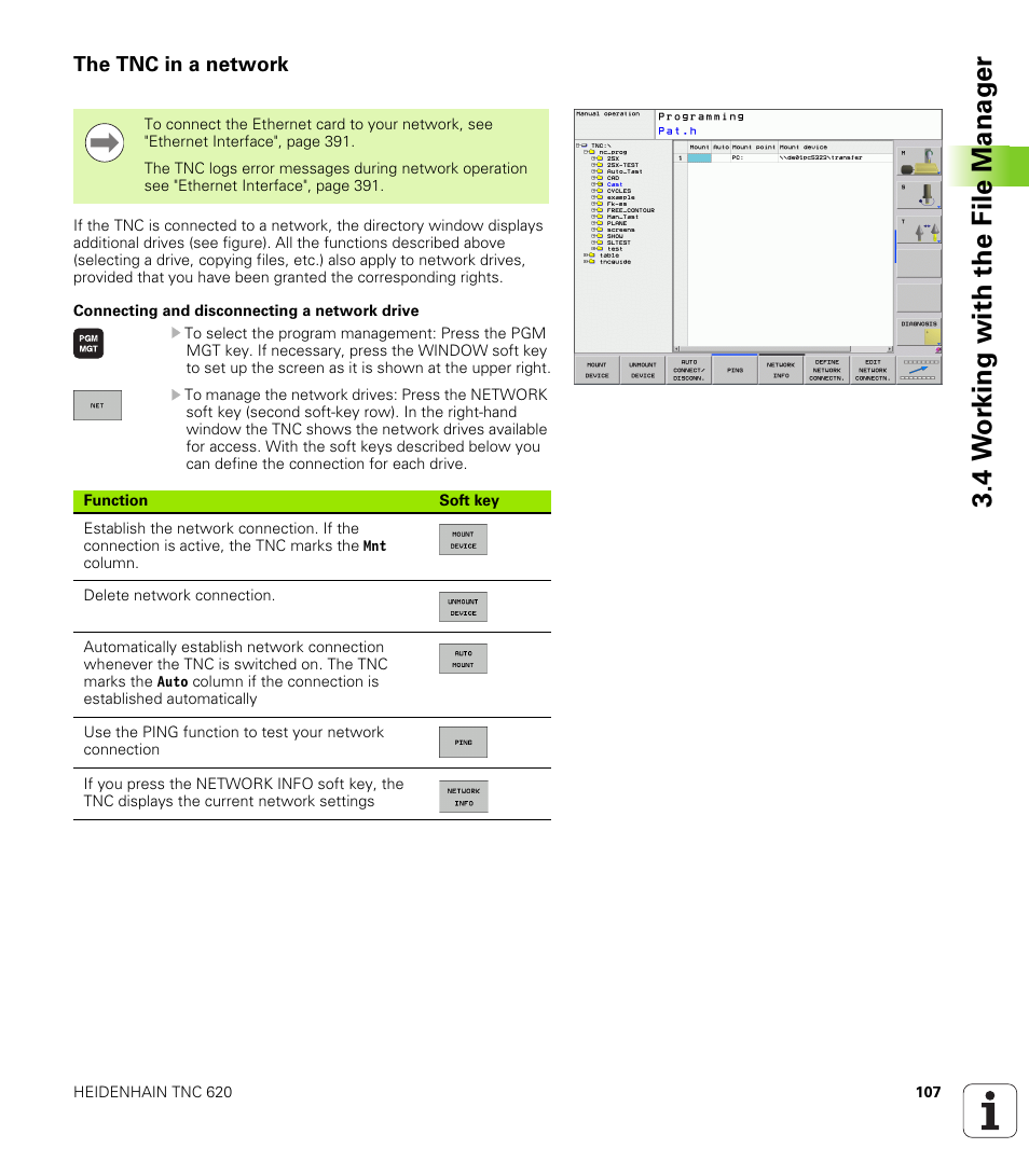 The tnc in a network, 4 w o rk ing with the file manag e r | HEIDENHAIN TNC 620 (340 56x-02) ISO programming User Manual | Page 107 / 467