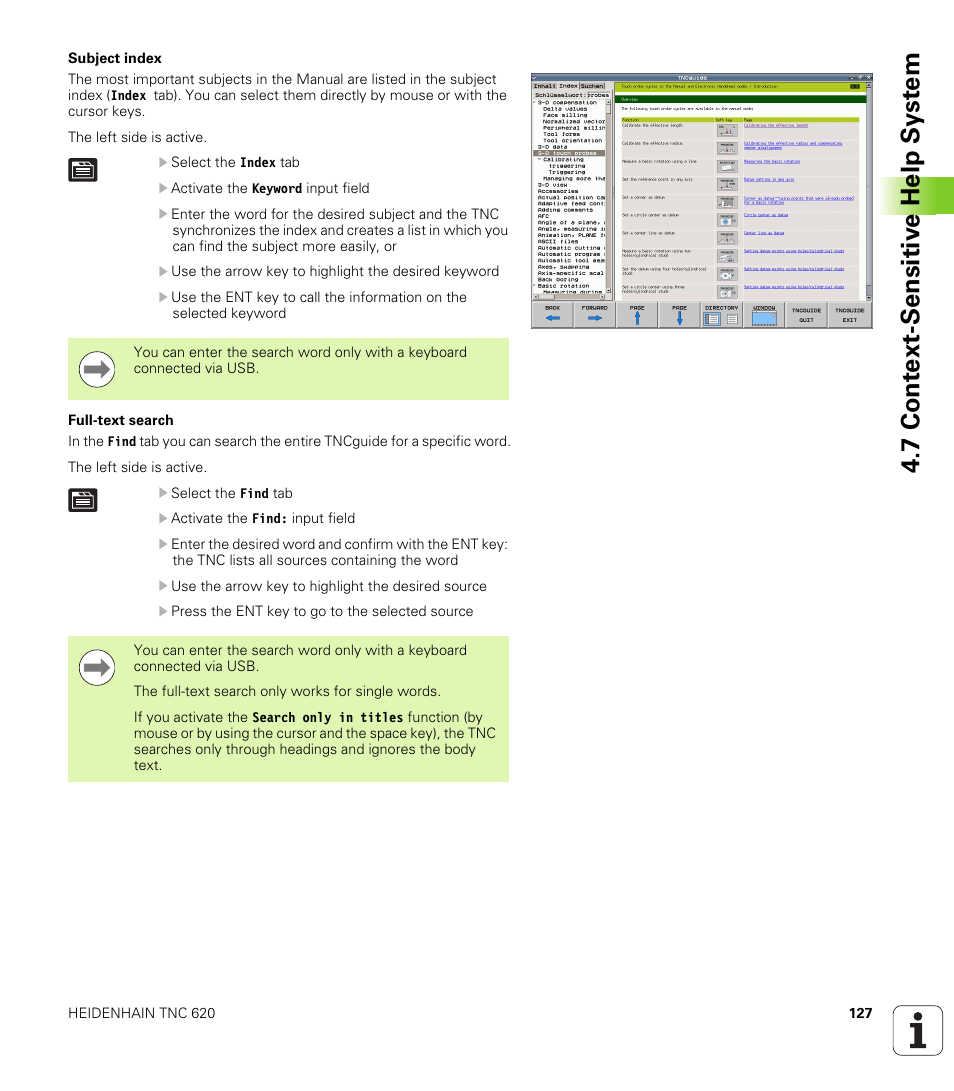7 cont ext-sensitiv e help s y st em | HEIDENHAIN TNC 620 (340 56x-02) ISO programming User Manual | Page 127 / 467