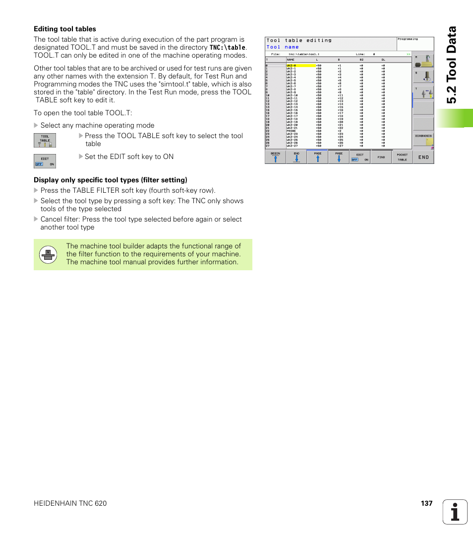 2 t ool d a ta | HEIDENHAIN TNC 620 (340 56x-02) ISO programming User Manual | Page 137 / 467