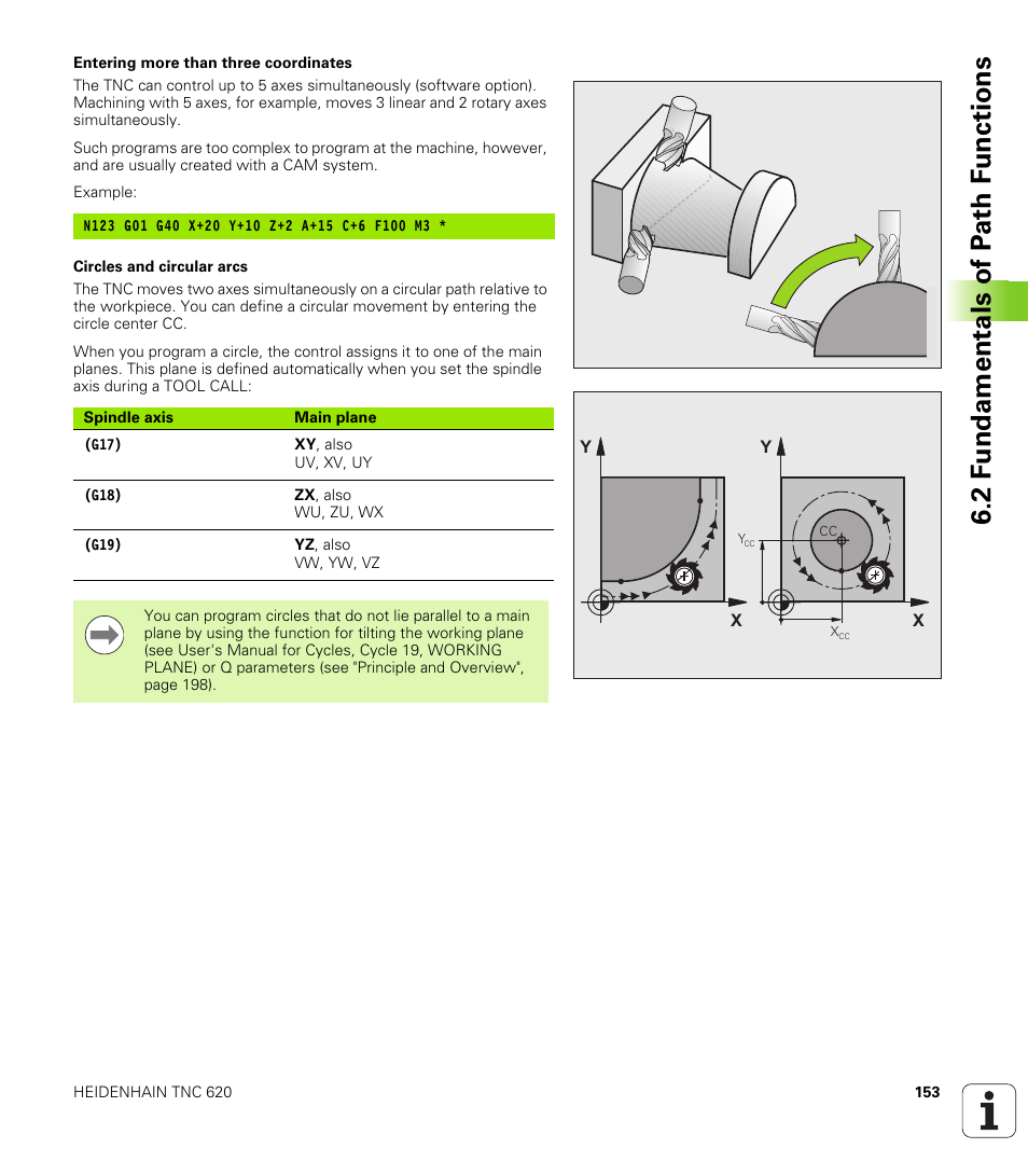 2 f undamentals of p a th f unctions | HEIDENHAIN TNC 620 (340 56x-02) ISO programming User Manual | Page 153 / 467