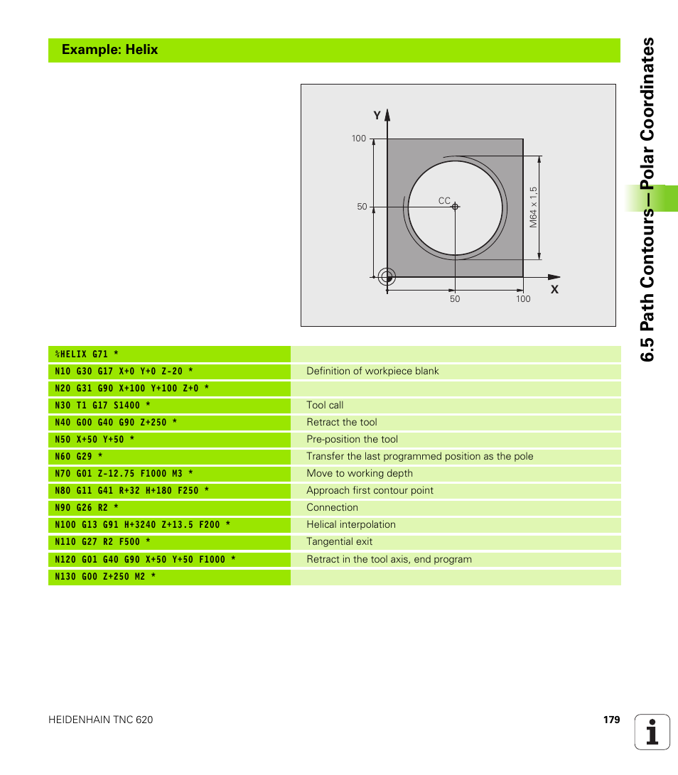 5 p a th cont ours—p o lar coor dinat e s | HEIDENHAIN TNC 620 (340 56x-02) ISO programming User Manual | Page 179 / 467