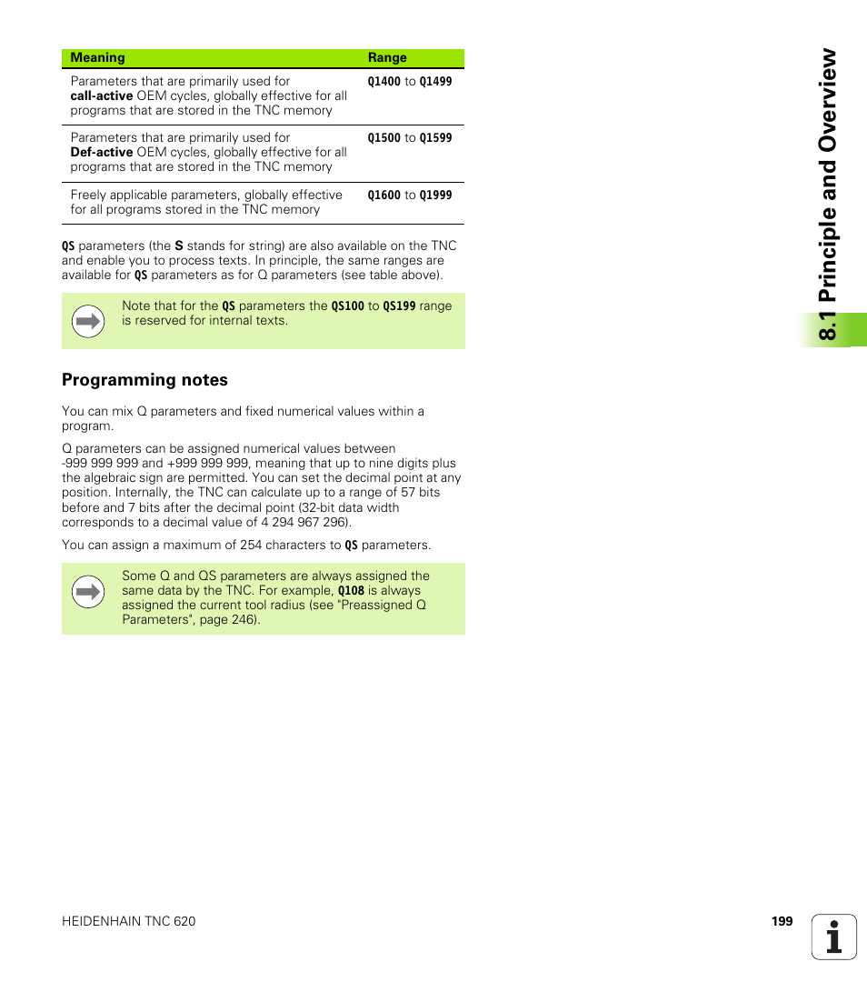 Programming notes, 1 pr inciple and ov erview | HEIDENHAIN TNC 620 (340 56x-02) ISO programming User Manual | Page 199 / 467