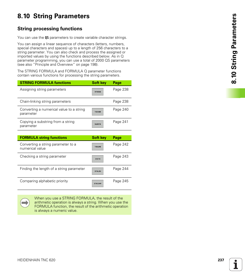 10 string parameters, String processing functions | HEIDENHAIN TNC 620 (340 56x-02) ISO programming User Manual | Page 237 / 467