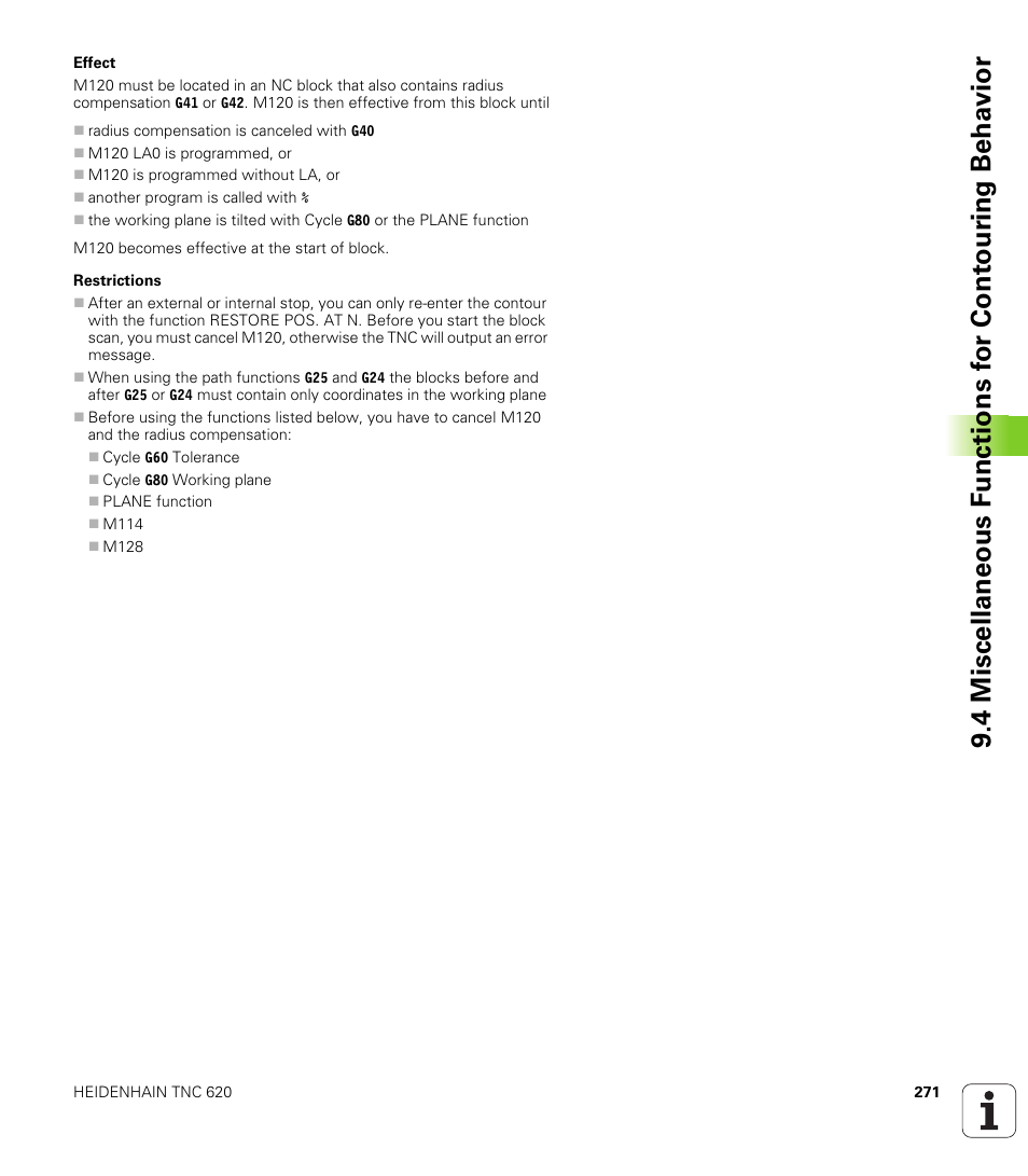 HEIDENHAIN TNC 620 (340 56x-02) ISO programming User Manual | Page 271 / 467