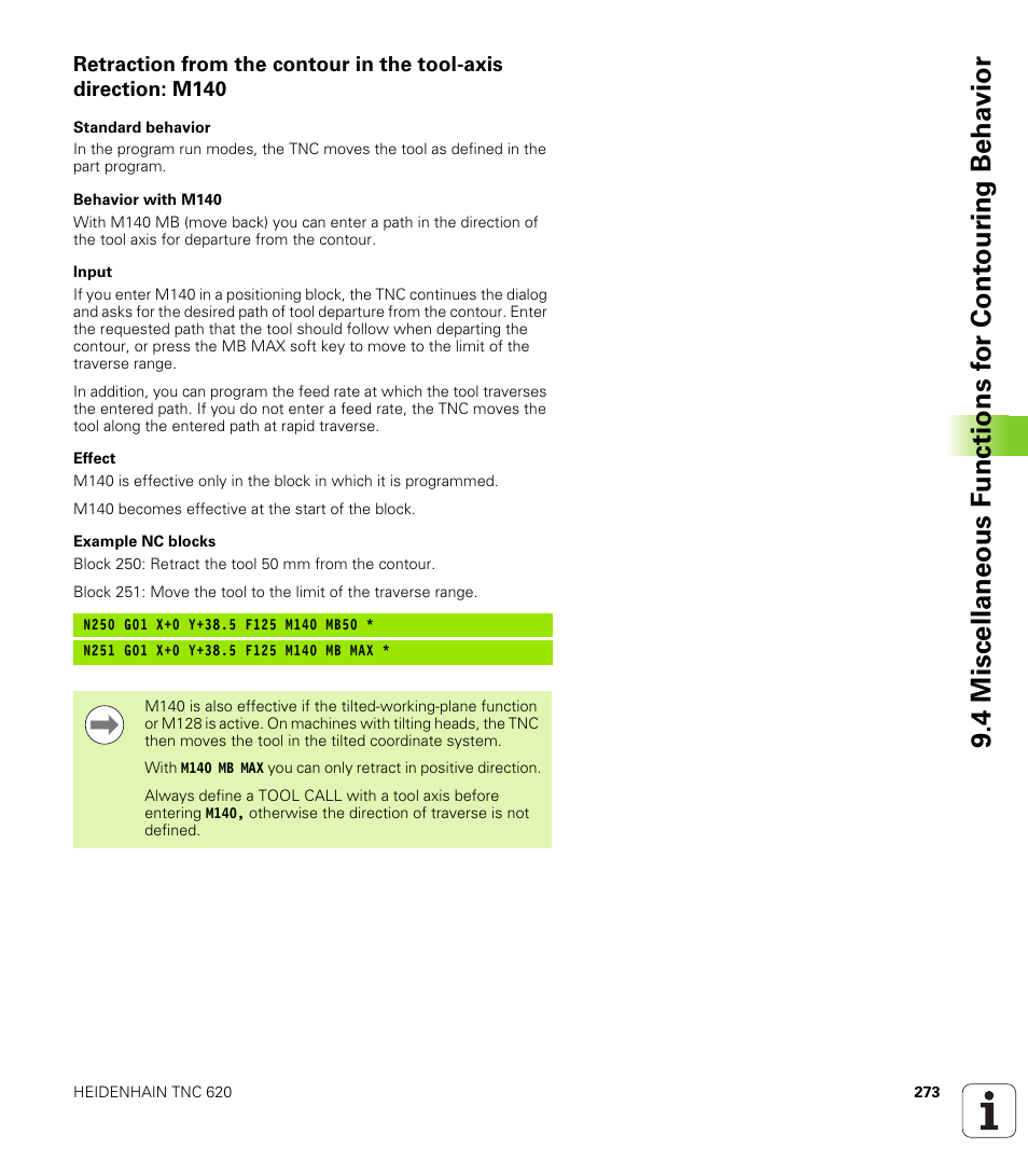 HEIDENHAIN TNC 620 (340 56x-02) ISO programming User Manual | Page 273 / 467