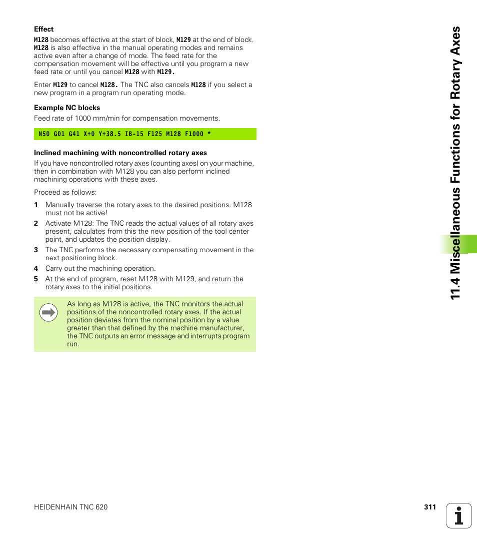 4 miscellaneous f unctions f or rotary ax es | HEIDENHAIN TNC 620 (340 56x-02) ISO programming User Manual | Page 311 / 467