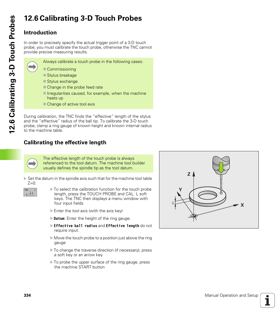 6 calibrating 3-d touch probes, Introduction, Calibrating the effective length | HEIDENHAIN TNC 620 (340 56x-02) ISO programming User Manual | Page 334 / 467