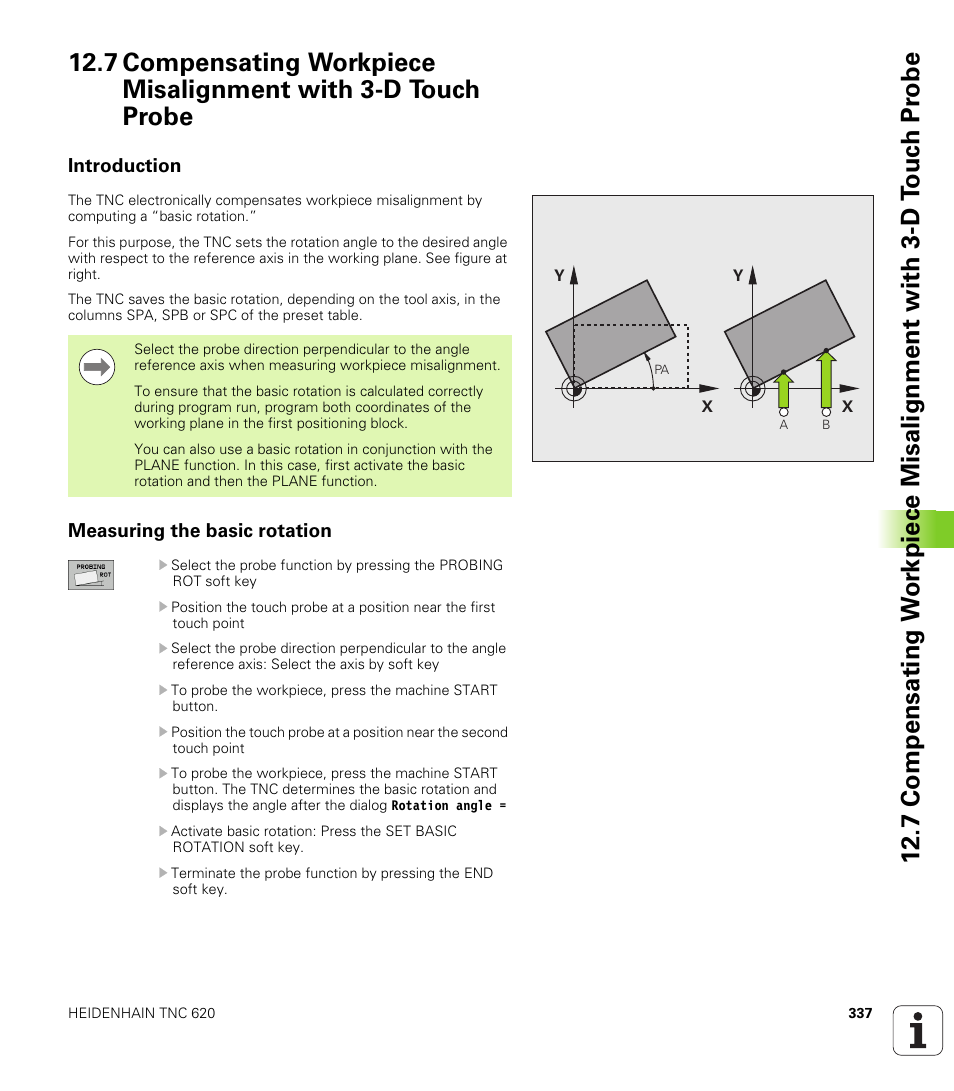 Introduction, Measuring the basic rotation | HEIDENHAIN TNC 620 (340 56x-02) ISO programming User Manual | Page 337 / 467