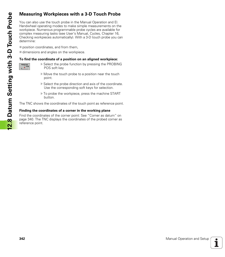 Measuring workpieces with a 3-d touch probe, 8 d a tum set ting with 3-d t o uc h pr obe | HEIDENHAIN TNC 620 (340 56x-02) ISO programming User Manual | Page 342 / 467