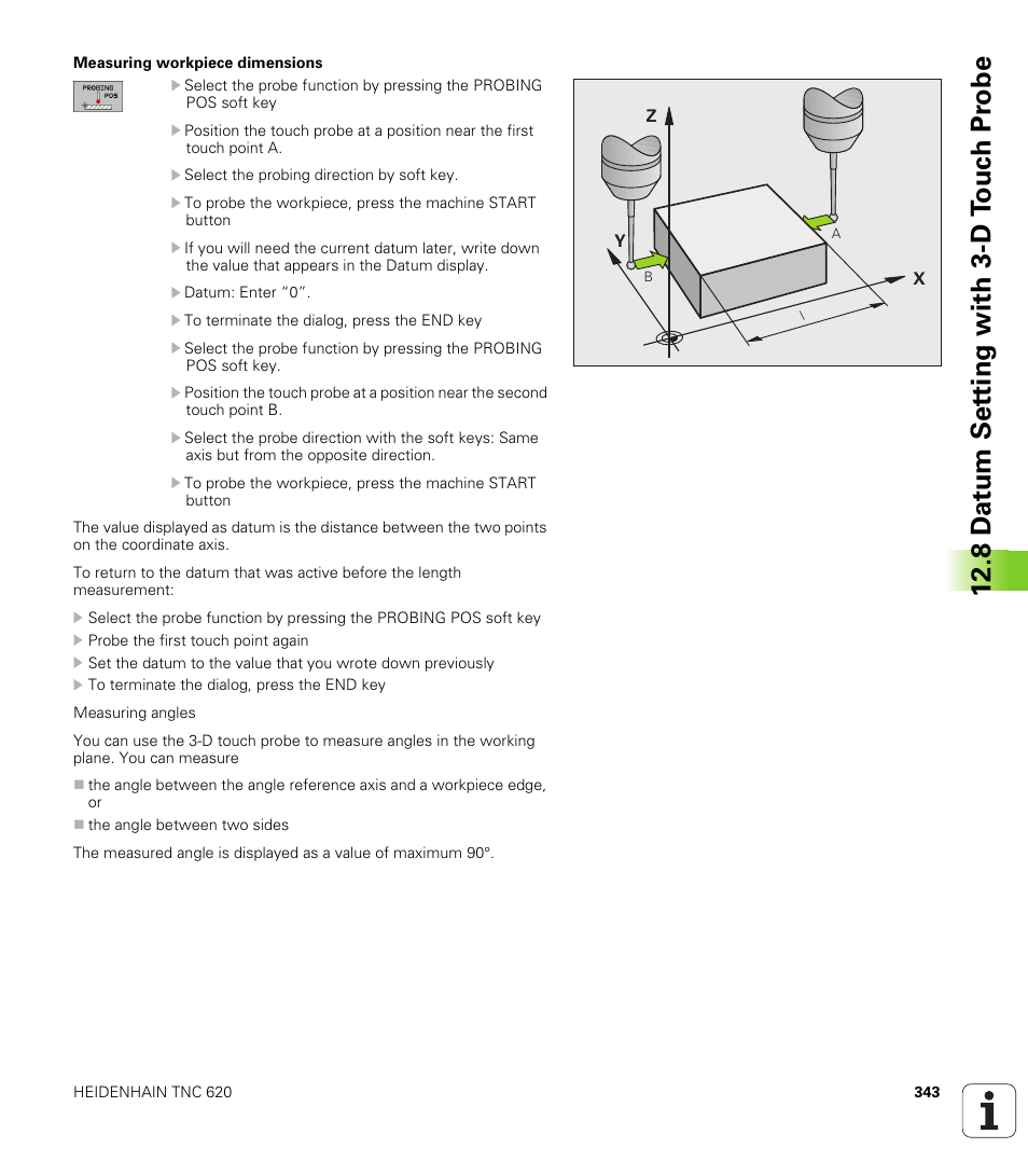 8 d a tum set ting with 3-d t o uc h pr obe | HEIDENHAIN TNC 620 (340 56x-02) ISO programming User Manual | Page 343 / 467