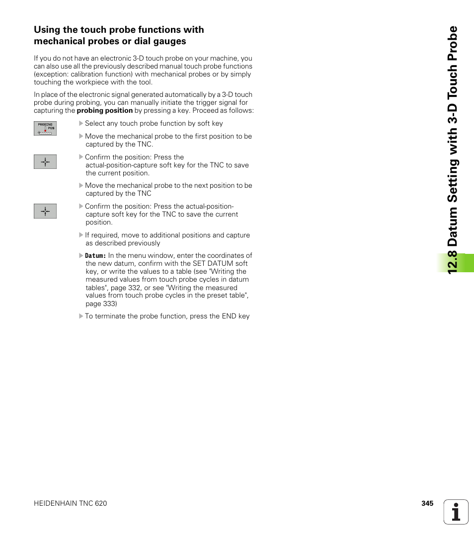 8 d a tum set ting with 3-d t o uc h pr obe | HEIDENHAIN TNC 620 (340 56x-02) ISO programming User Manual | Page 345 / 467