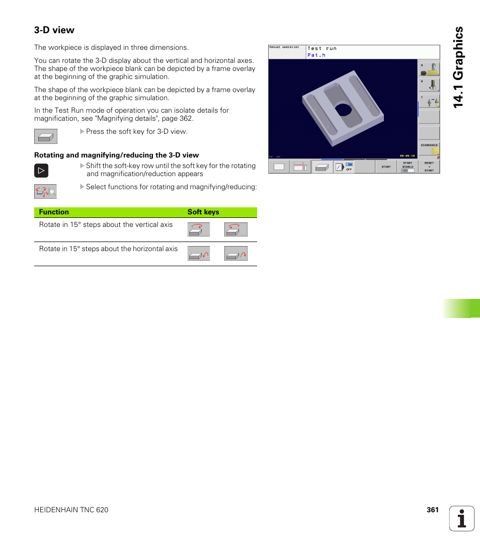 D view, 1 gr aphics | HEIDENHAIN TNC 620 (340 56x-02) ISO programming User Manual | Page 361 / 467