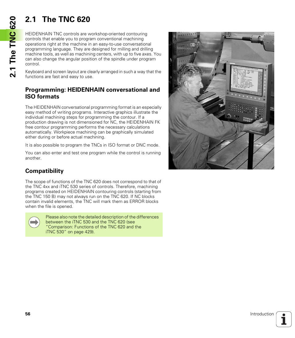 1 the tnc 620, Compatibility | HEIDENHAIN TNC 620 (340 56x-02) ISO programming User Manual | Page 56 / 467