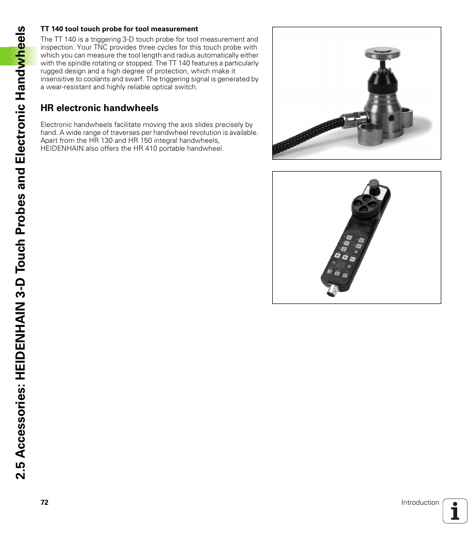 Hr electronic handwheels | HEIDENHAIN TNC 620 (340 56x-02) ISO programming User Manual | Page 72 / 467