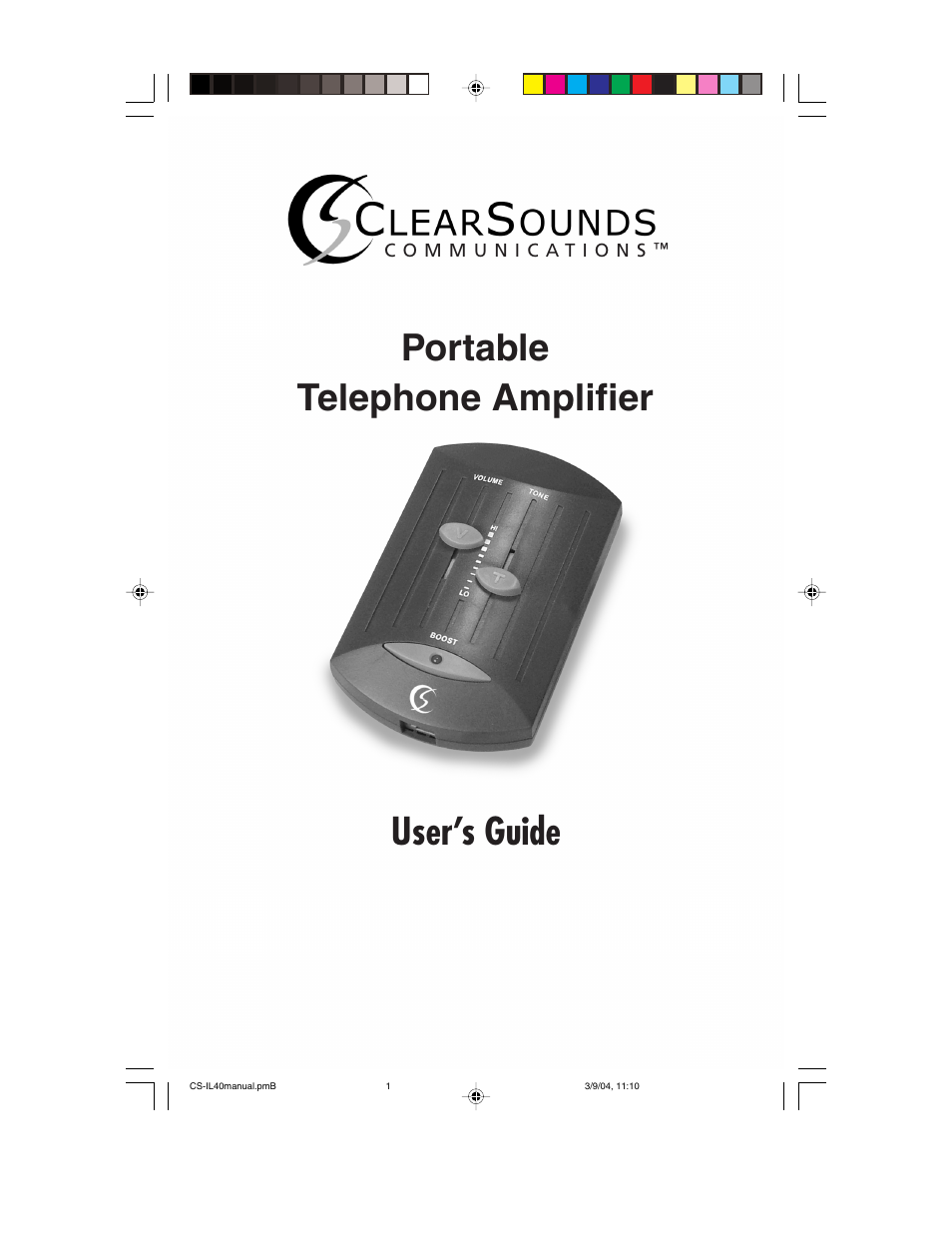 ClearSounds Portable Telephone Amplifier User Manual | 10 pages