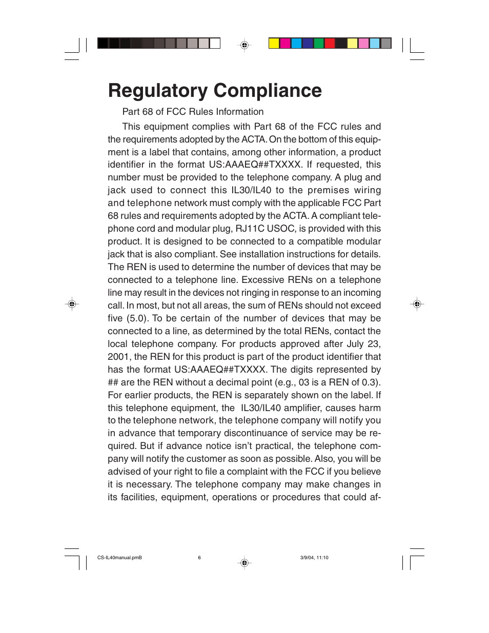 Regulatory compliance | ClearSounds Portable Telephone Amplifier User Manual | Page 6 / 10