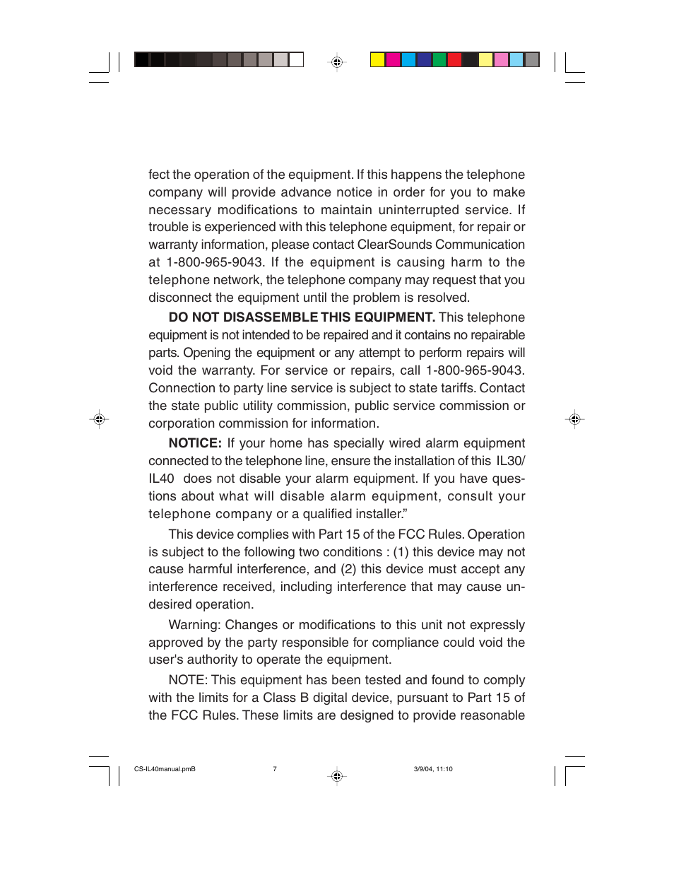 ClearSounds Portable Telephone Amplifier User Manual | Page 7 / 10