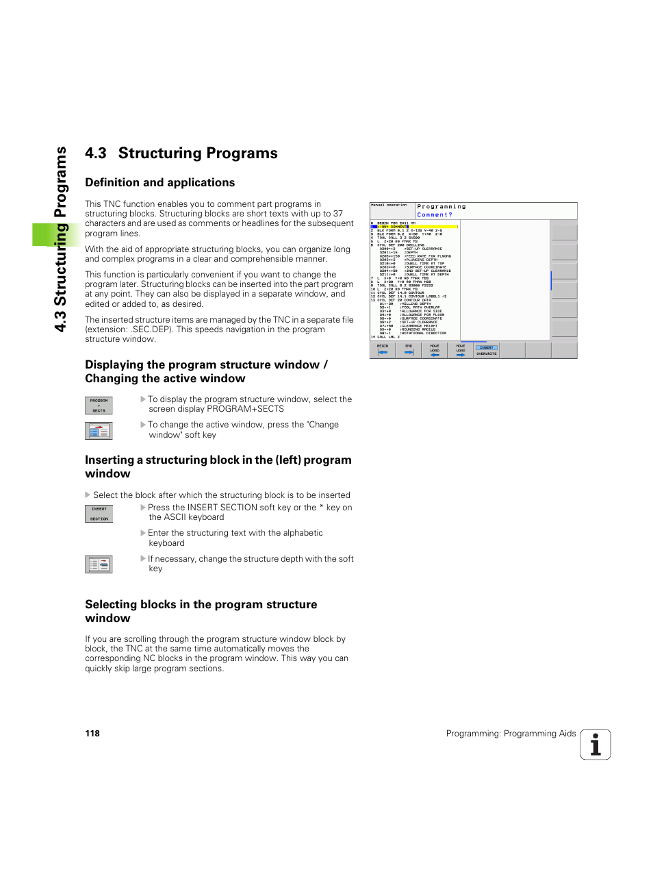 3 structuring programs, Definition and applications, Selecting blocks in the program structure window | HEIDENHAIN TNC 620 (340 56x-03) User Manual | Page 118 / 541
