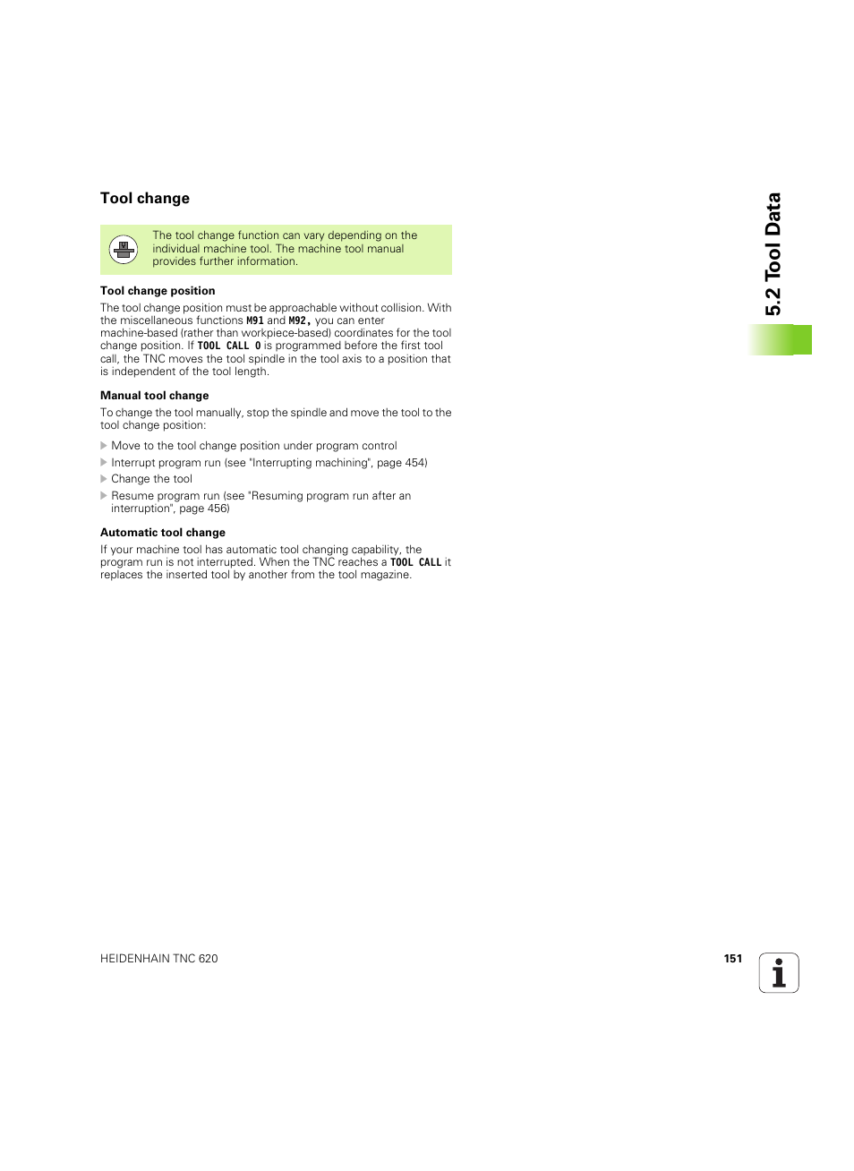 Tool change, 2 t ool d a ta | HEIDENHAIN TNC 620 (340 56x-03) User Manual | Page 151 / 541