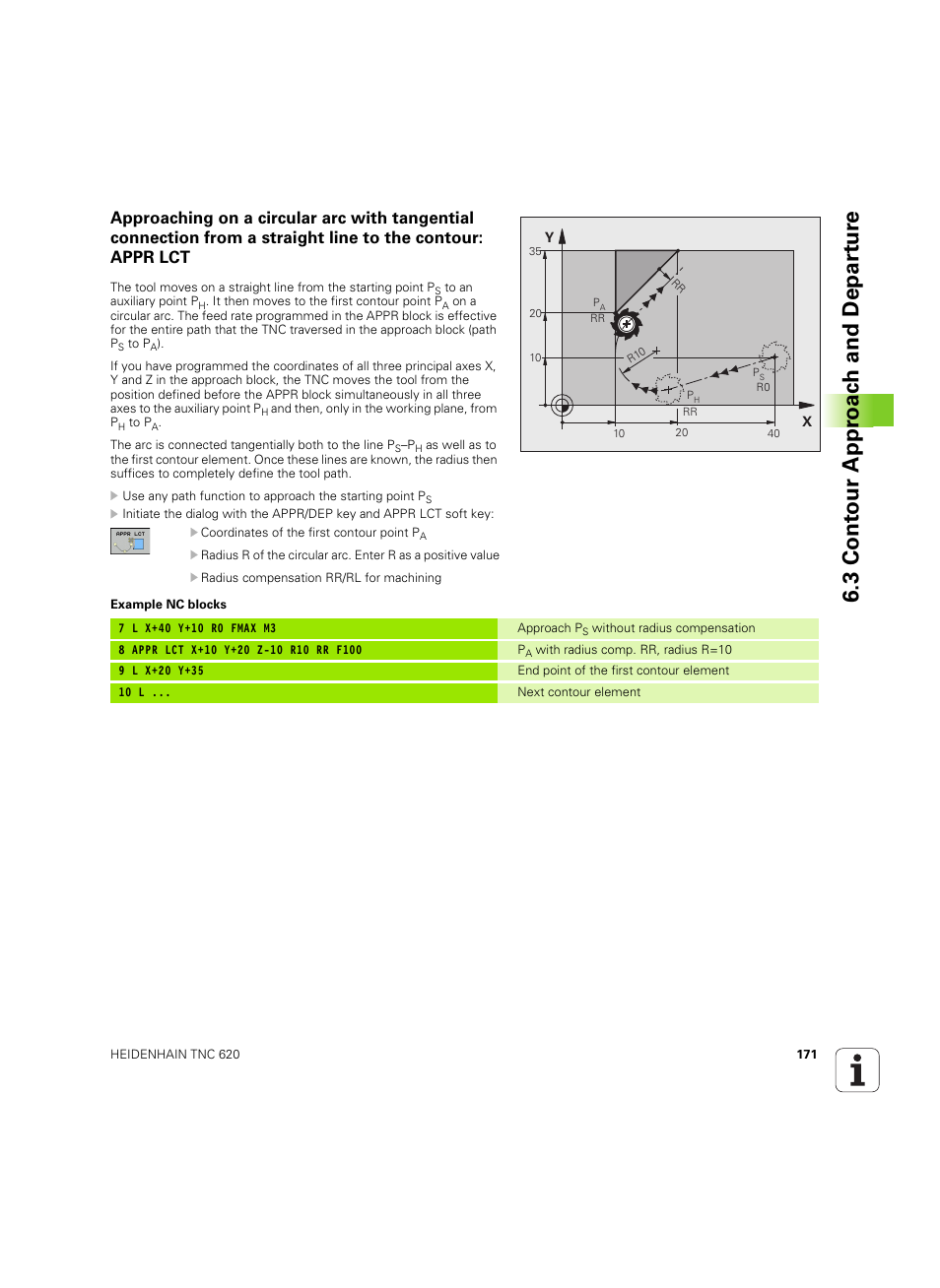 3 cont our appr oac h and depar tur e | HEIDENHAIN TNC 620 (340 56x-03) User Manual | Page 171 / 541