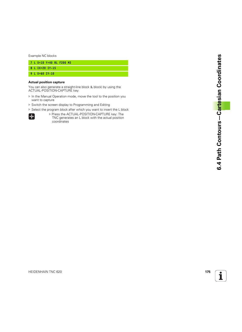 4 p a th cont ours—car te sian coor dinat e s | HEIDENHAIN TNC 620 (340 56x-03) User Manual | Page 175 / 541