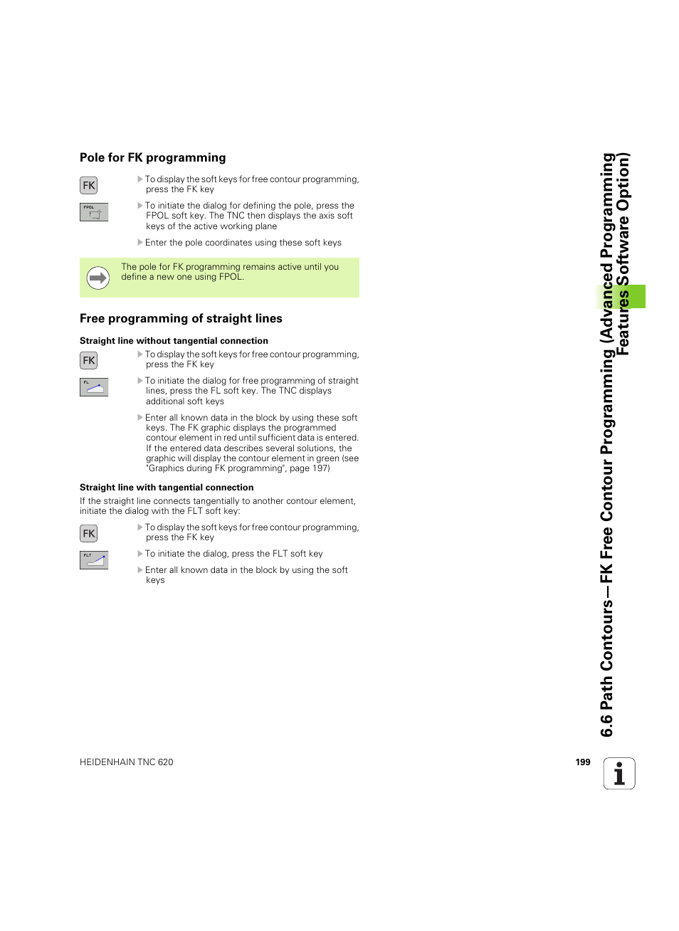 Pole for fk programming, Free programming of straight lines | HEIDENHAIN TNC 620 (340 56x-03) User Manual | Page 199 / 541