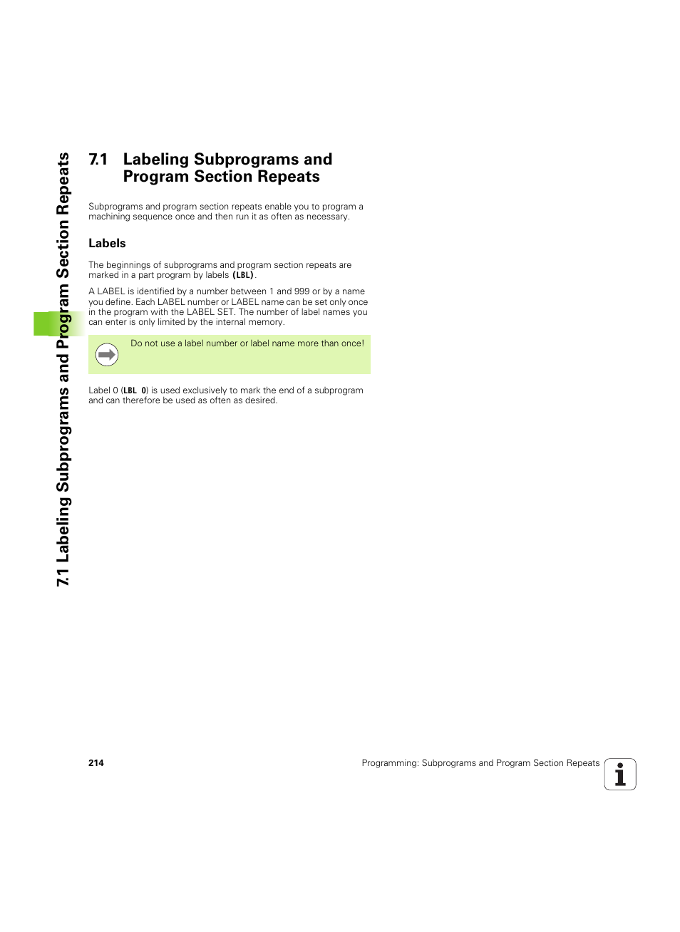 1 labeling subprograms and program section repeats, Labels | HEIDENHAIN TNC 620 (340 56x-03) User Manual | Page 214 / 541