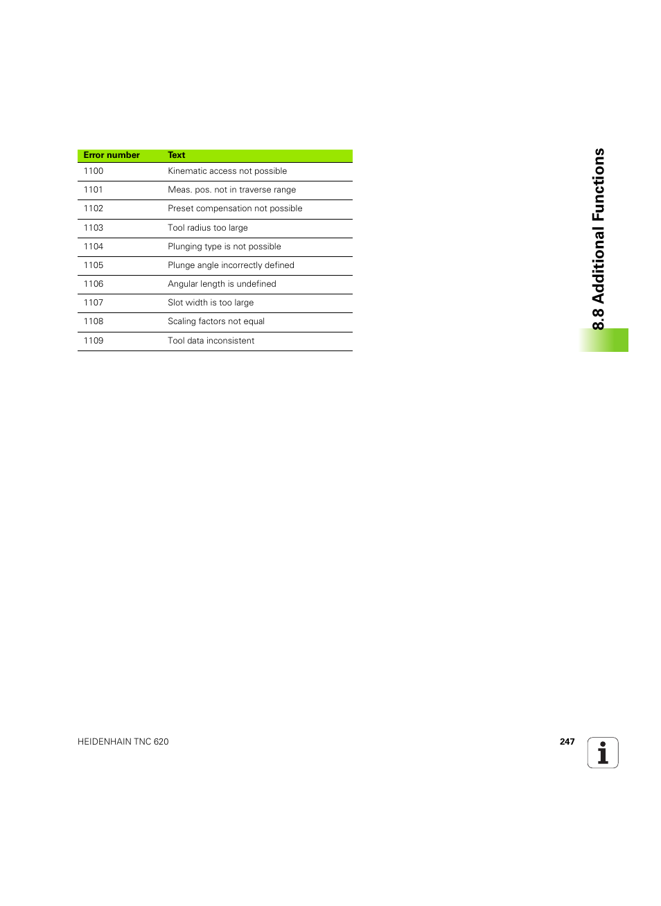8 a d ditional f unctions | HEIDENHAIN TNC 620 (340 56x-03) User Manual | Page 247 / 541