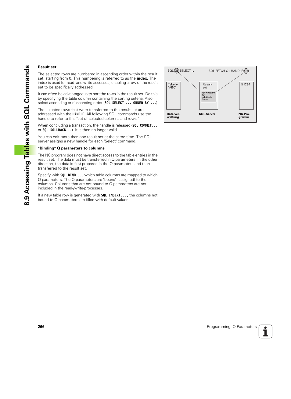 9 a c cessing t a bles with sql commands | HEIDENHAIN TNC 620 (340 56x-03) User Manual | Page 266 / 541