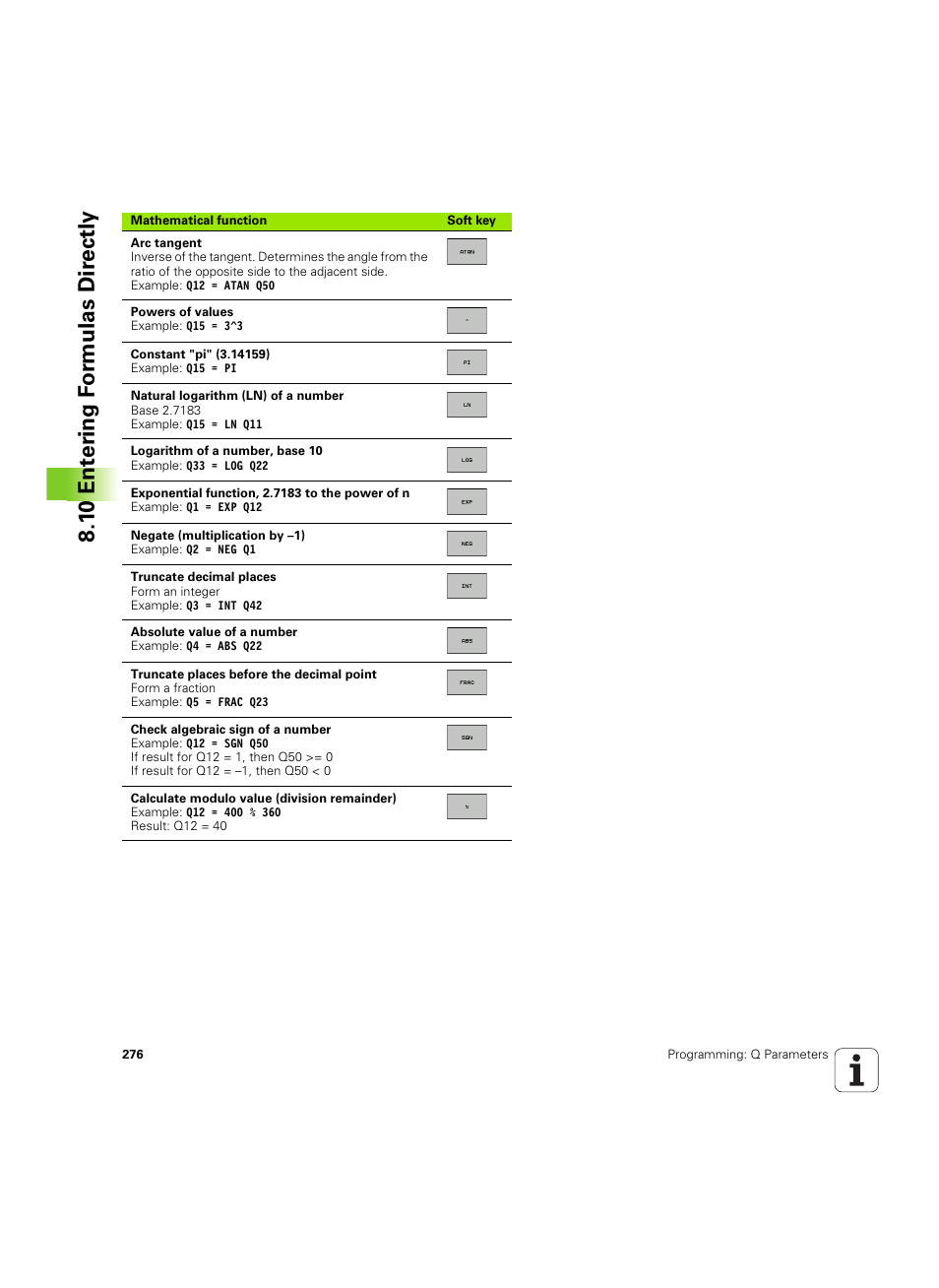 1 0 ent er ing f o rm ulas dir e ctly | HEIDENHAIN TNC 620 (340 56x-03) User Manual | Page 276 / 541