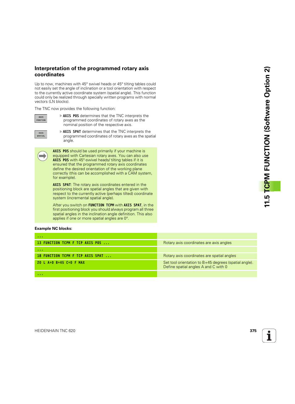 5 tcpm function (sof tw ar e o ption 2) | HEIDENHAIN TNC 620 (340 56x-03) User Manual | Page 375 / 541