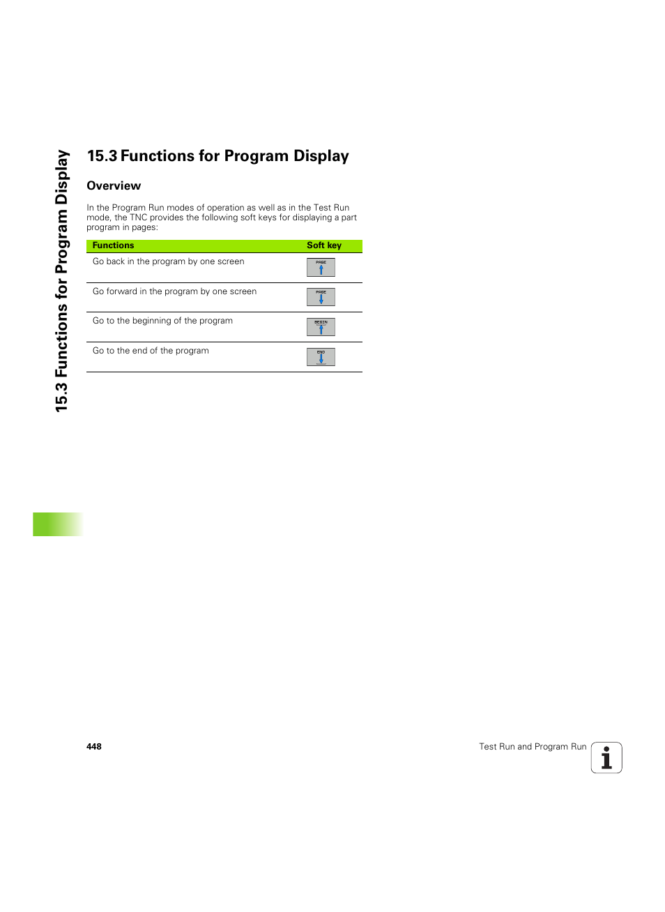 3 functions for program display, Overview | HEIDENHAIN TNC 620 (340 56x-03) User Manual | Page 448 / 541