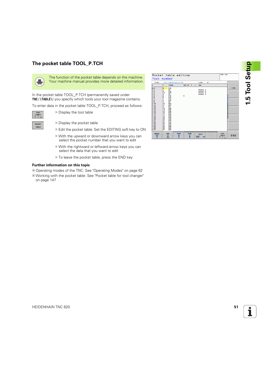 The pocket table tool_p.tch | HEIDENHAIN TNC 620 (340 56x-03) User Manual | Page 51 / 541