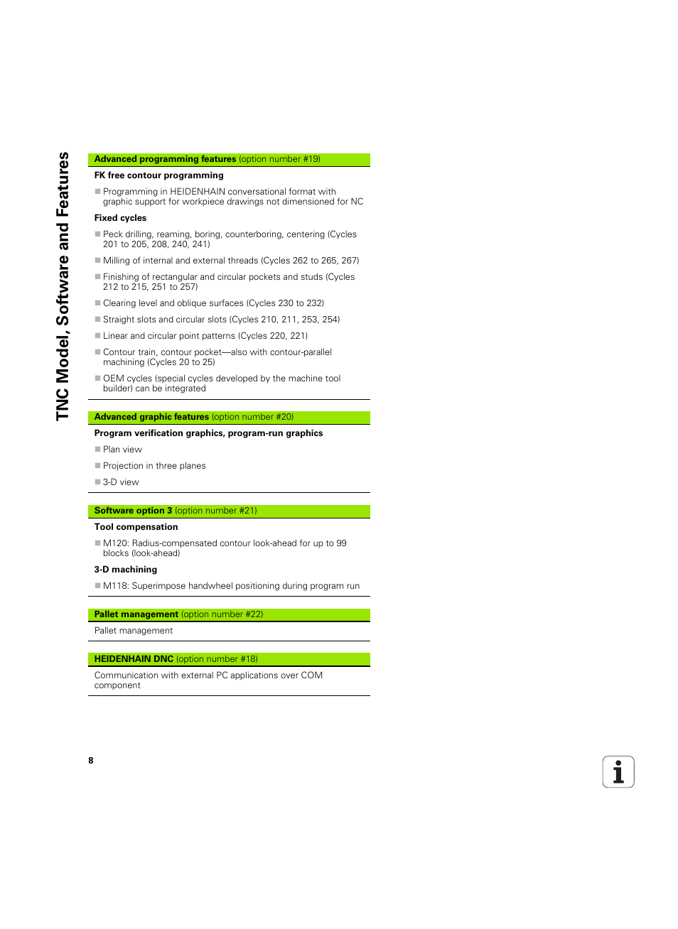Tnc model, sof tw a re and f eat ur es | HEIDENHAIN TNC 620 (340 56x-03) User Manual | Page 8 / 541