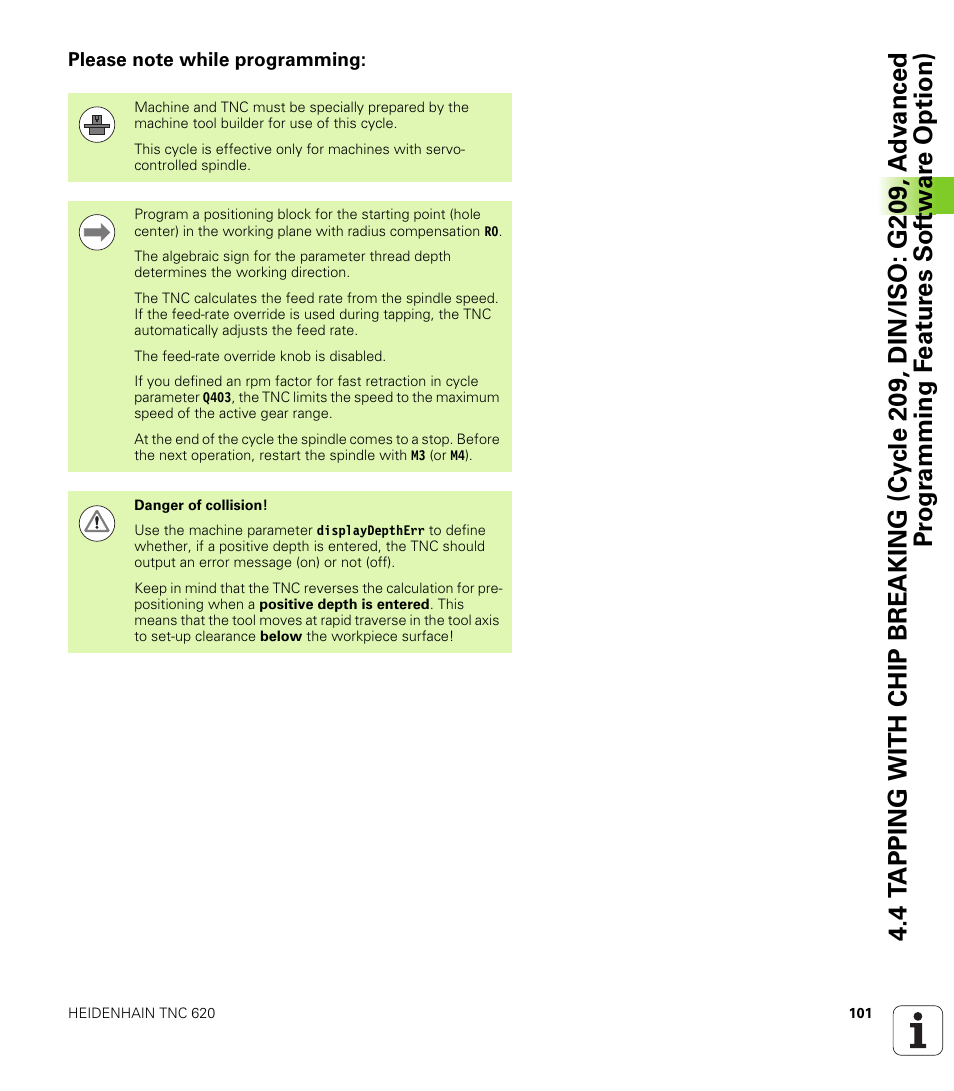 Please note while programming | HEIDENHAIN TNC 620 (340 56x-03) Cycle programming User Manual | Page 101 / 459