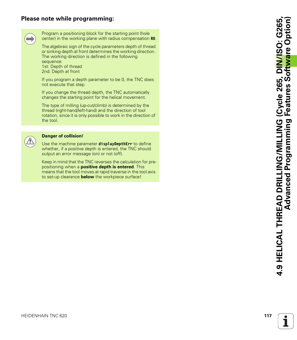 Please note while programming | HEIDENHAIN TNC 620 (340 56x-03) Cycle programming User Manual | Page 117 / 459