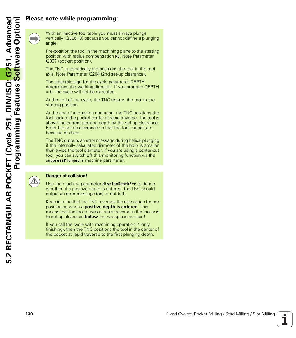Please note while programming | HEIDENHAIN TNC 620 (340 56x-03) Cycle programming User Manual | Page 130 / 459