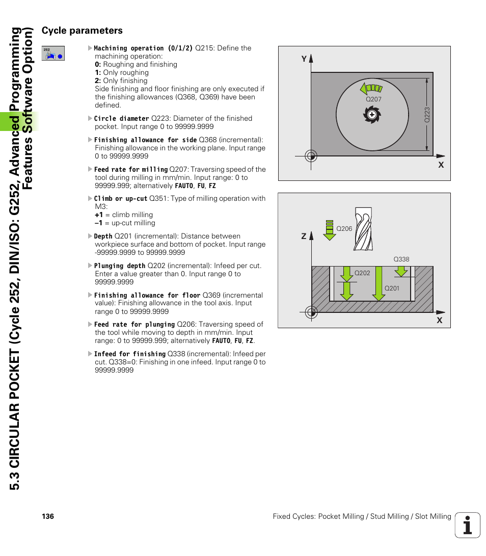 Cycle parameters | HEIDENHAIN TNC 620 (340 56x-03) Cycle programming User Manual | Page 136 / 459