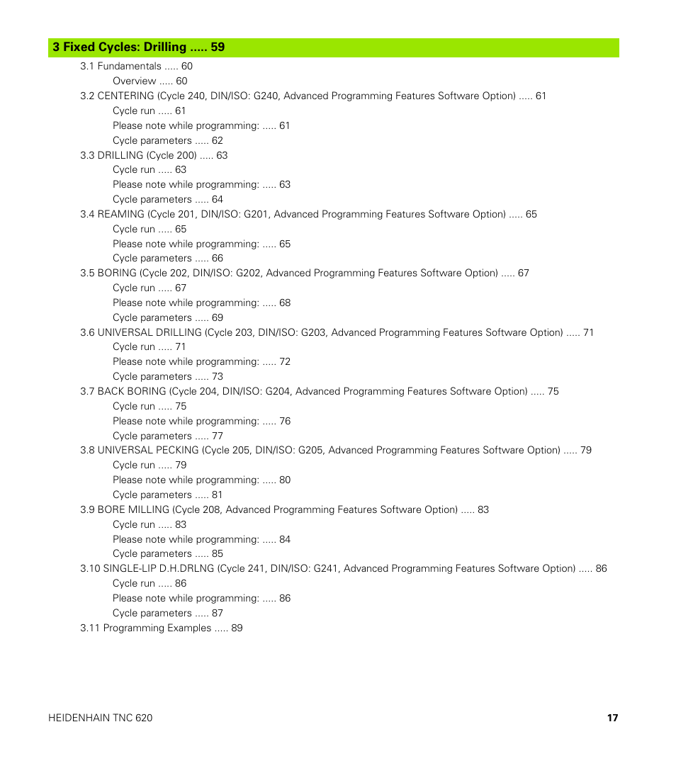 Fixed cycles: drilling | HEIDENHAIN TNC 620 (340 56x-03) Cycle programming User Manual | Page 17 / 459