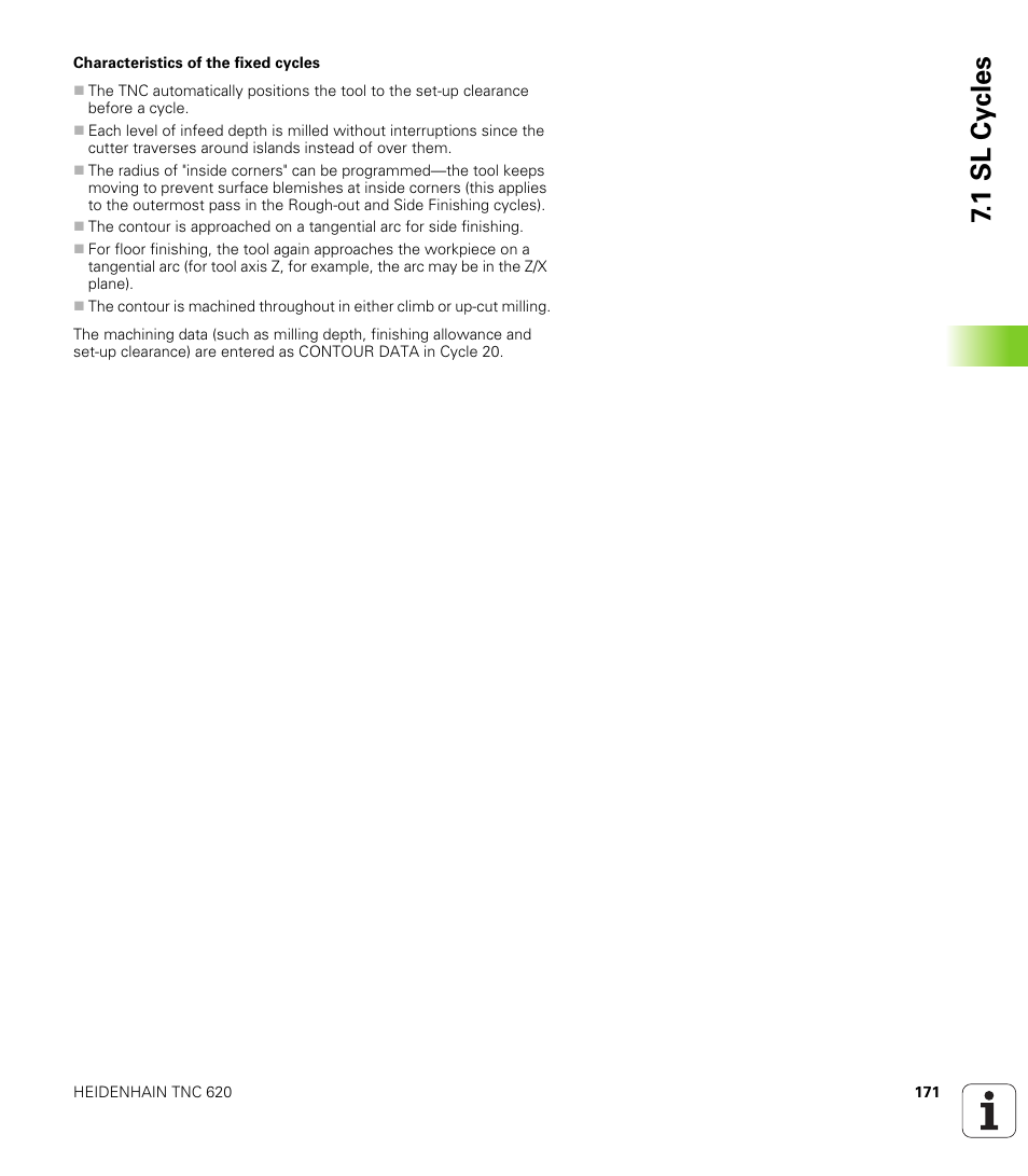 1 sl cy cles | HEIDENHAIN TNC 620 (340 56x-03) Cycle programming User Manual | Page 171 / 459