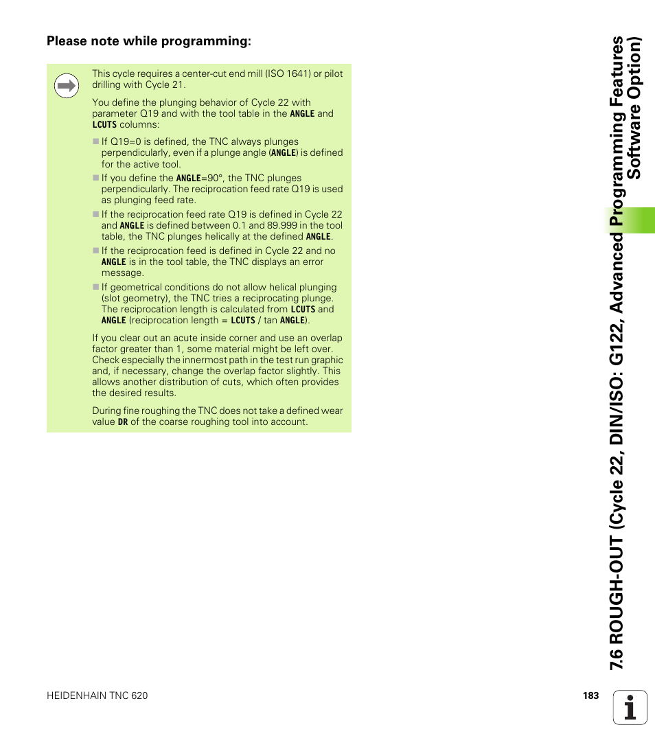 Please note while programming | HEIDENHAIN TNC 620 (340 56x-03) Cycle programming User Manual | Page 183 / 459