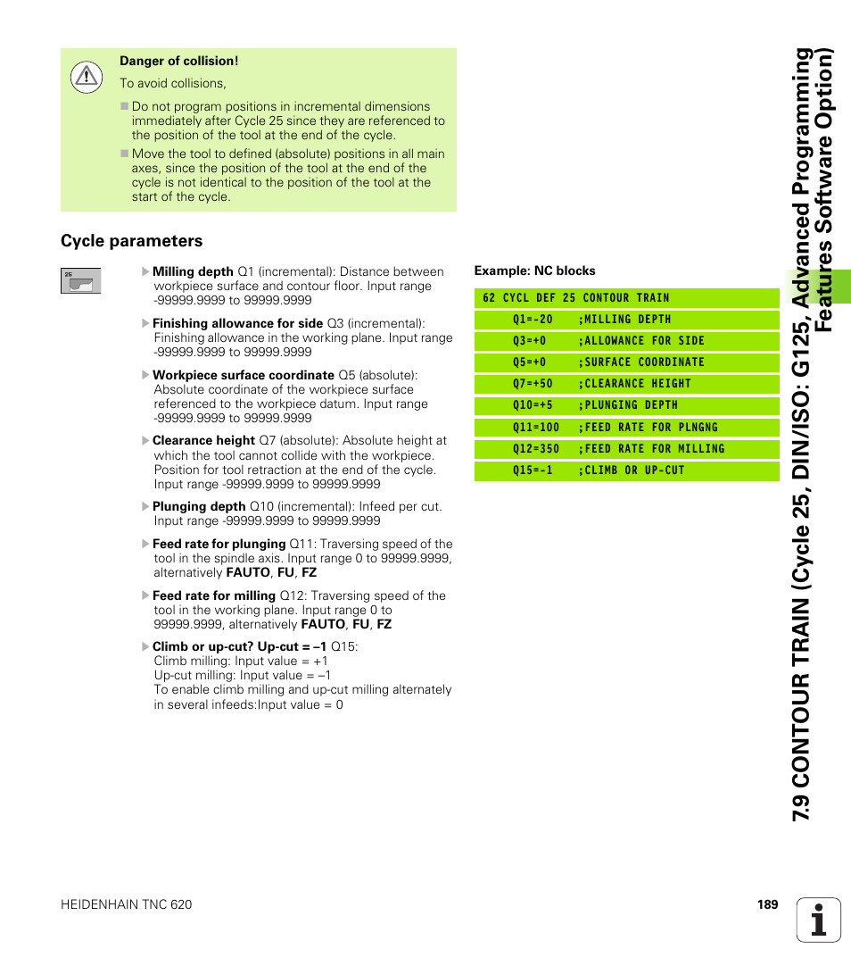 Cycle parameters | HEIDENHAIN TNC 620 (340 56x-03) Cycle programming User Manual | Page 189 / 459
