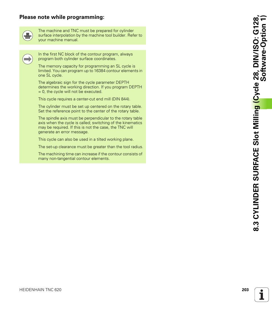 Please note while programming | HEIDENHAIN TNC 620 (340 56x-03) Cycle programming User Manual | Page 203 / 459