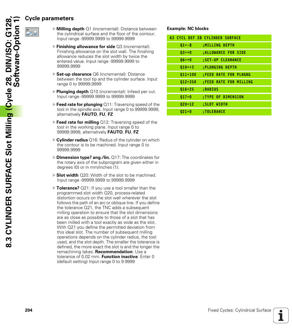 Cycle parameters | HEIDENHAIN TNC 620 (340 56x-03) Cycle programming User Manual | Page 204 / 459