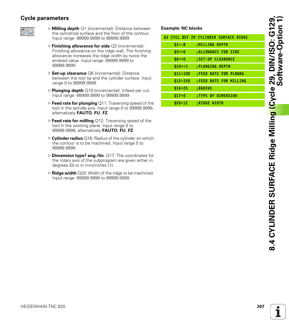 Cycle parameters | HEIDENHAIN TNC 620 (340 56x-03) Cycle programming User Manual | Page 207 / 459