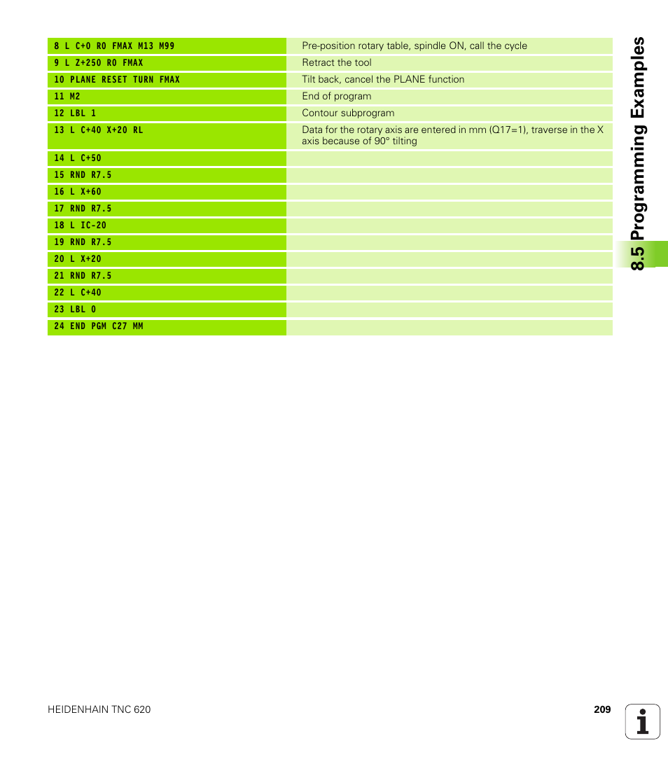 5 pr ogr amming examples | HEIDENHAIN TNC 620 (340 56x-03) Cycle programming User Manual | Page 209 / 459